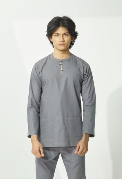 Baju Melayu Teluk Belanga Zurai, Medium Grey
